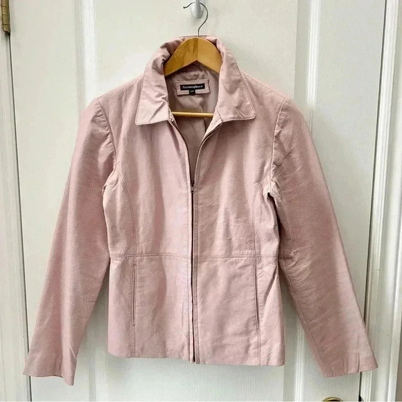 Atmosphere Leather Jacket Zip Front Pink Size Small - Picture 2 of 16